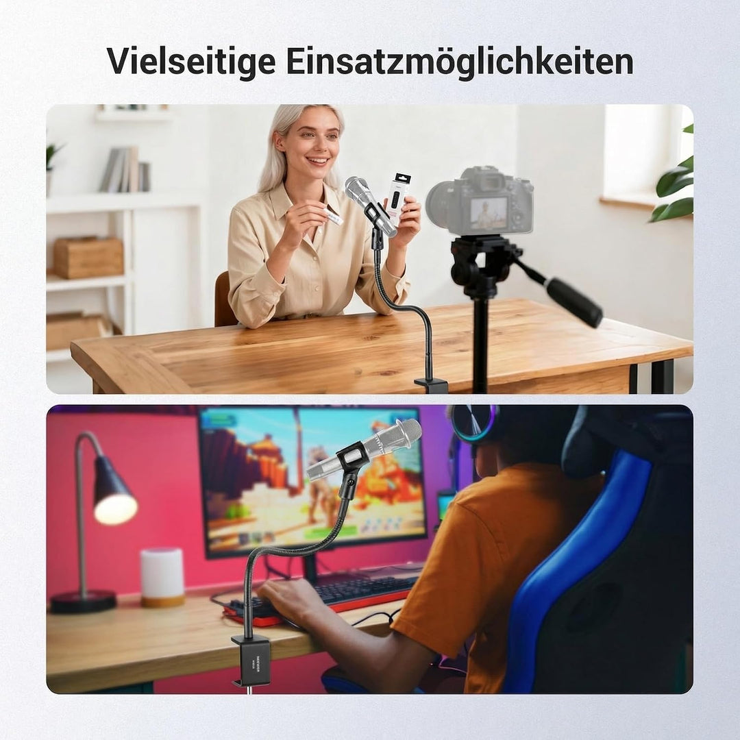 NEEWER Mikrofonständer Tisch mit flexiblem Arm, Microphone Halterung mit Tischklemme Mount und Clip