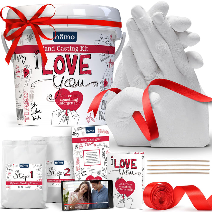 Niimo® 'I love you' 3D Handabdruck Set für Paare - Personalisierte Geschenke für Frauen & Männer, De