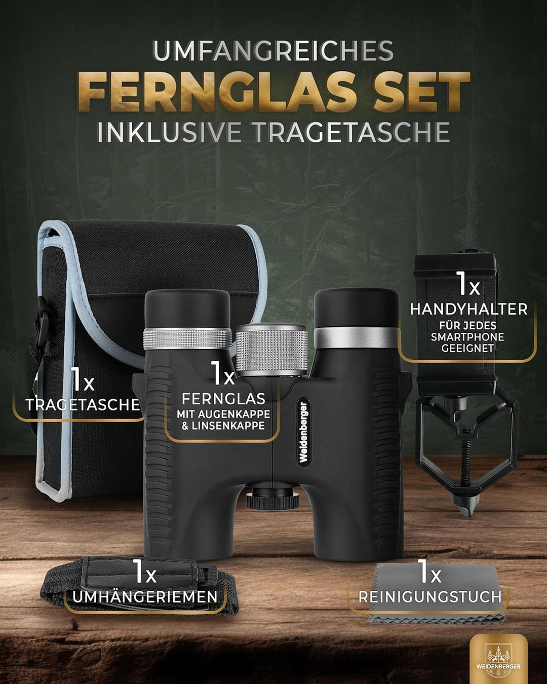 Weidenberger Fernglas 10x26, [TESTSIEGER] Magnesium Fernglas mit Nitrogenfüllung und wasserdicht, Fe