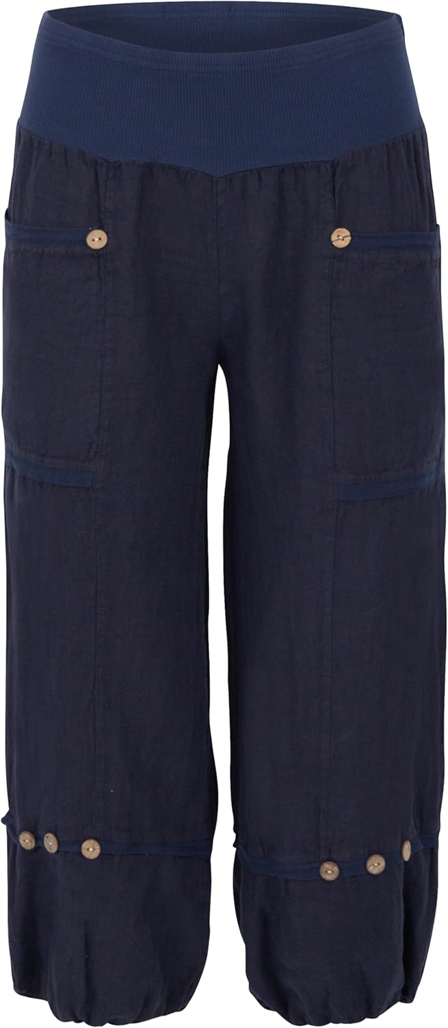 Malito Damen Hose aus Leinen - Stoffhose in Uni Farben - Freizeithose für den Strand - Chino - Capri