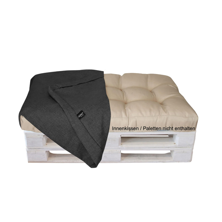 LILENO HOME Palettenkissen Bezug Anthrazit - Ersatzbezug für Sitzteil 120 x 80 x 16-20 cm - Polster