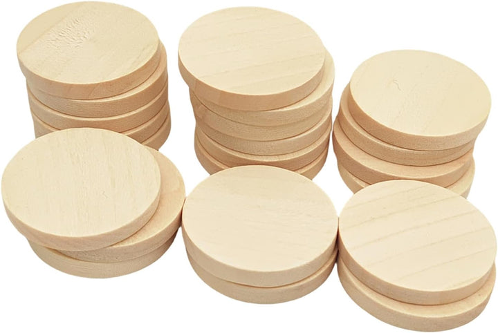 100 runde Naturscheiben in Weiss, unvollendete Kreise, Holzschmuck für Bastelarbeiten (3,5 cm) 3,5 c