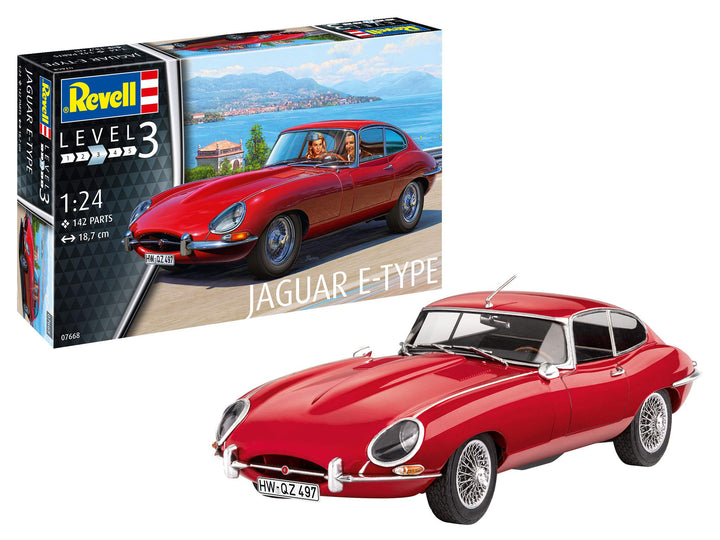 Revell RV07668 7668 Jaguar E-Type (Coupé) originalgetreuer Modellbausatz für Einsteiger, unlackiert