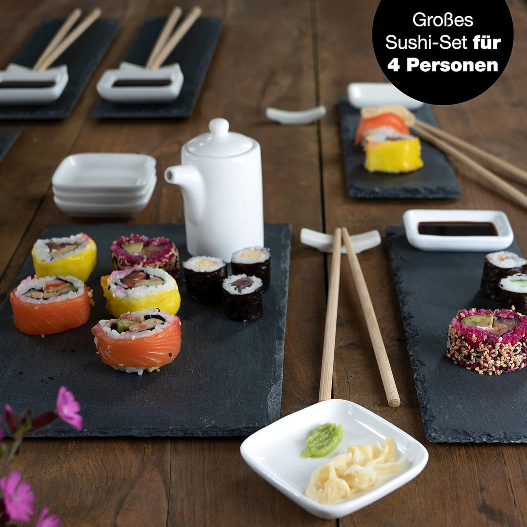 Moritz & Moritz 22-tlg. Sushi Geschirr Set für 4 Personen - Sushi Servierset mit 4x Sushi-Teller, 1x