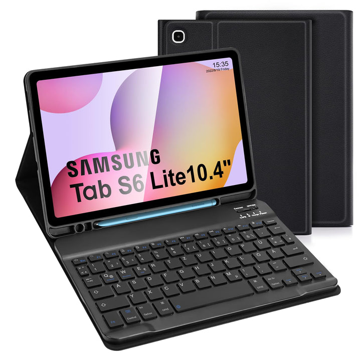 LAMA Samsung Galaxy Tab S6 Lite Hülle mit Tastatur - Deutsches QWERTZ Layout, Kabellose Tastatur Hül