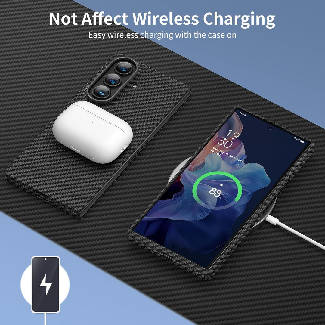 memumi 𝗨𝗽𝗴𝗿𝗮𝗱𝗲𝗱 Carbon Hülle für Galaxy Z Fold 7, [mit Schutzfolie auf der Vorderseite] 0,5 mm Super