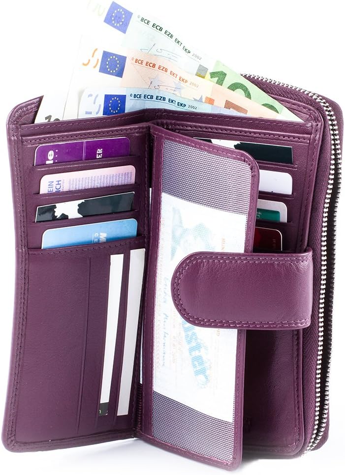 Greenburry Spongy Nappa 970-28 Purple Leder - grosse Damenbörse Geldbörse