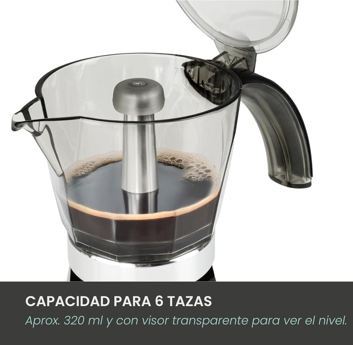Jocca - Caffettiera elettrica wireless con capacità 6 tazze | Gira sulla base fino a 360º | manico c
