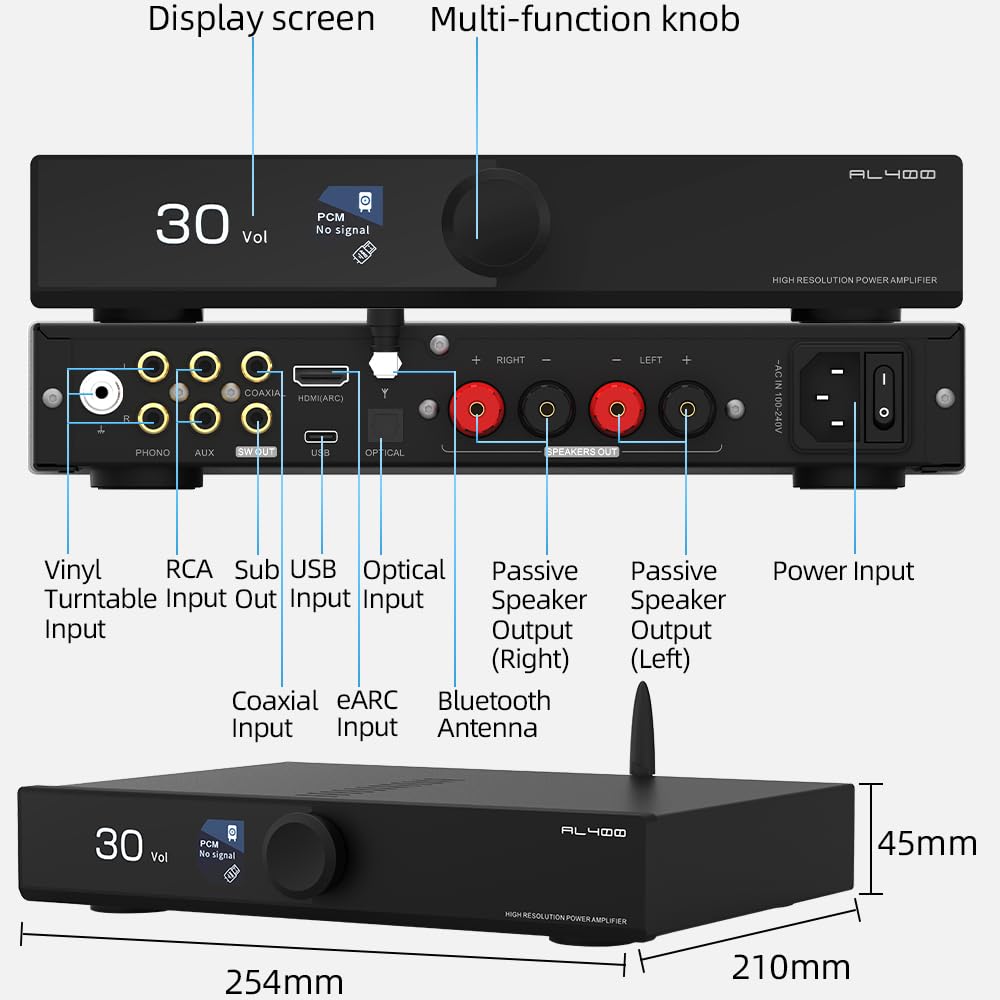 SMSL AL400 DAC Foto-Verstärker,Leistungsverstärker,CS43131 chip,4-stufiger Tiefpass/5 Filtermodi,kom