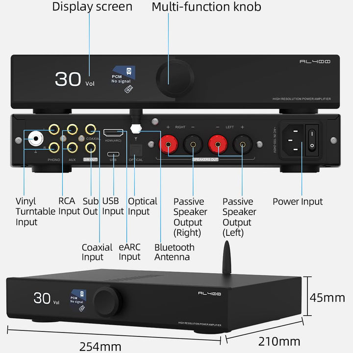 SMSL AL400 DAC Foto-Verstärker,Leistungsverstärker,CS43131 chip,4-stufiger Tiefpass/5 Filtermodi,kom