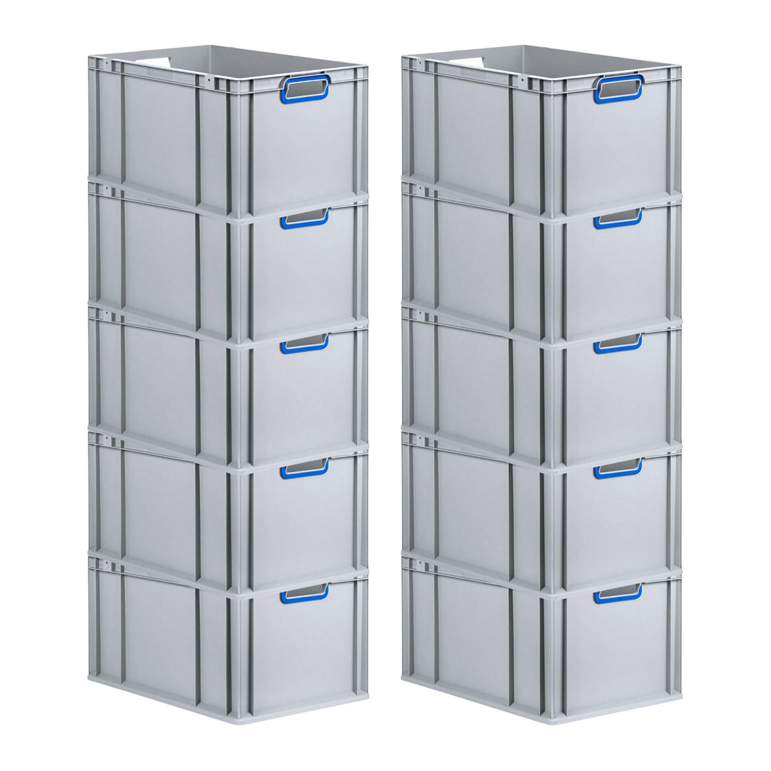 SuperSparSet 10x Eurobox NextGen Color | HxBxT 32x40x60cm | 65 Liter | Griffe blau offen | Verstärkt