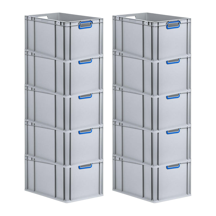 SuperSparSet 10x Eurobox NextGen Color | HxBxT 32x40x60cm | 65 Liter | Griffe blau offen | Verstärkt