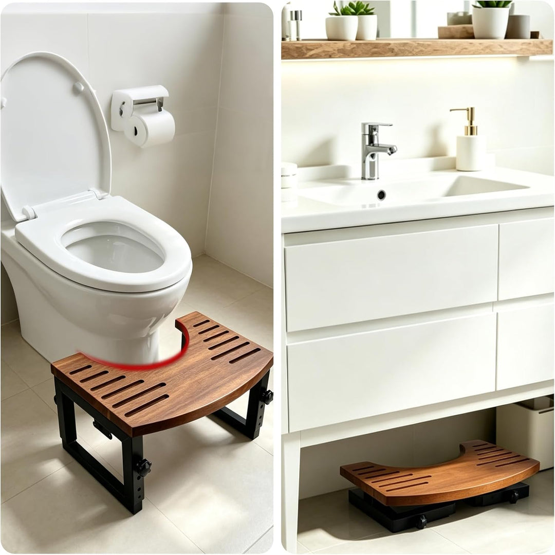 Toilettenhocker Erwachsene Klappbar aus Holz Höhenverstellbarer Klo hocker 18-23cm Rutschfester Kack