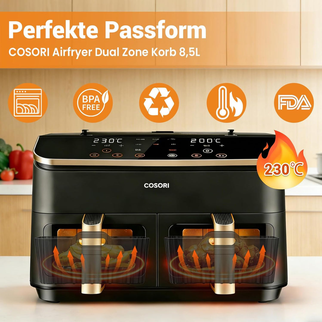 COSORI Heissluftfritteuse Zubehör für COSORI Dual Blaze Airfryer 8,5 L, Airfryer Zubehör enthält Sil