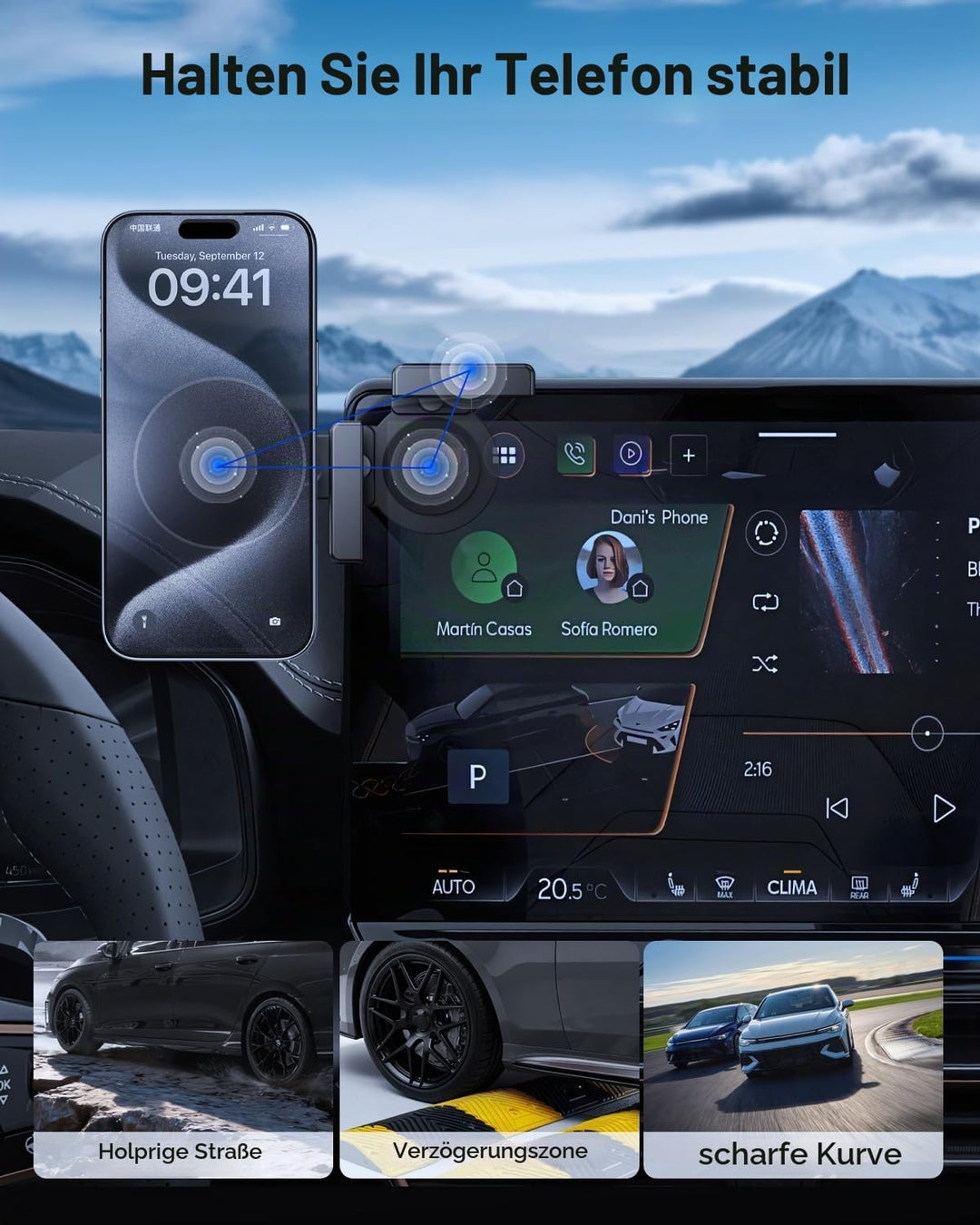 Handyhalterung für Cupr 12,9 Zoll Display, Cupra Formentor, Leon MK4, Born, Terramar 2024-2026 Magne