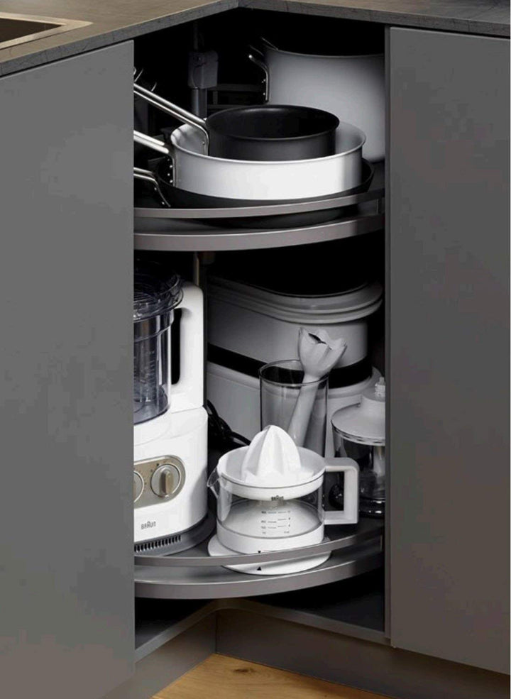 REVO Komplettset anthrazit für Drehbeschlag 90er Eckschrank Beschlag Eckschrankbeschlag von SO-TECH®