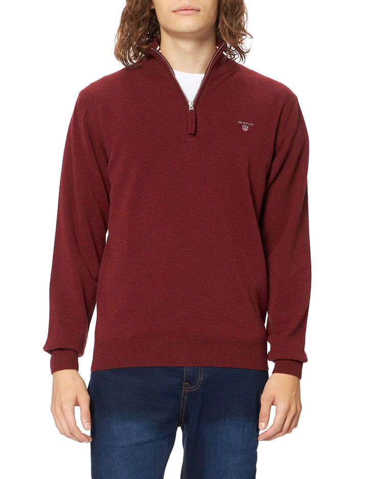 GANT Herren Superfine Lambswool Half Zip Strickjacke S Red Shadow, S Red Shadow