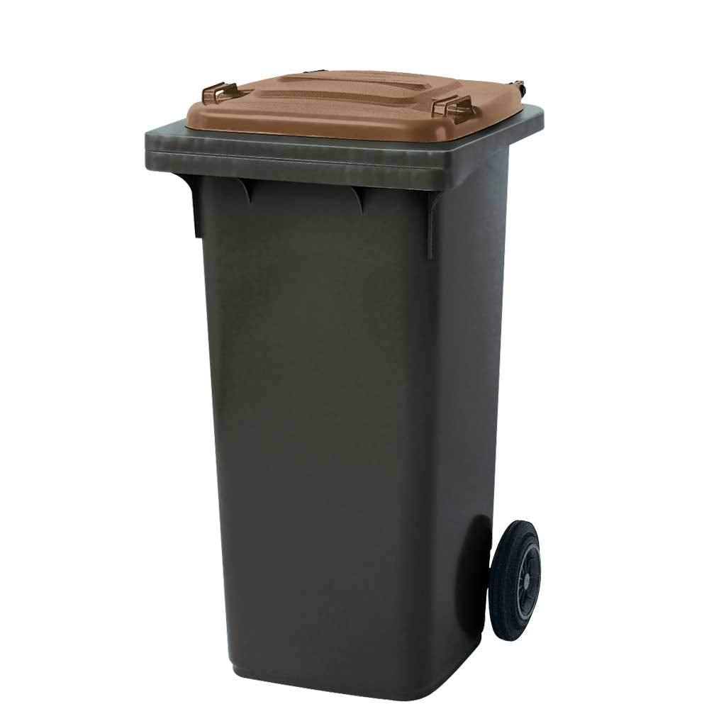 BRB Müllbehälter, Inhalt 120 Liter, Farbe anthrazit mit buntem Deckel, BxTxH 480 x 550 x 930 mm, PE-