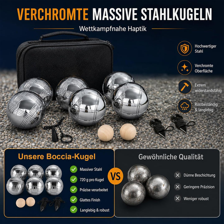 Boule Set 6 Kugeln Metall,Petanque &amp; Boccia Kugeln mit 2 Zielkugeln, Magnetischem Kugelheber, Abstan
