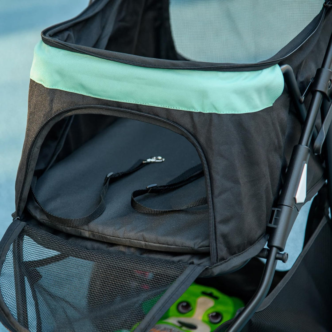 PawHut Hundewagen 2 in 1 Hundebuggy klappbar für Hunde &amp; Katzen bis 10 kg Katzenbuggy mit Kissen Net