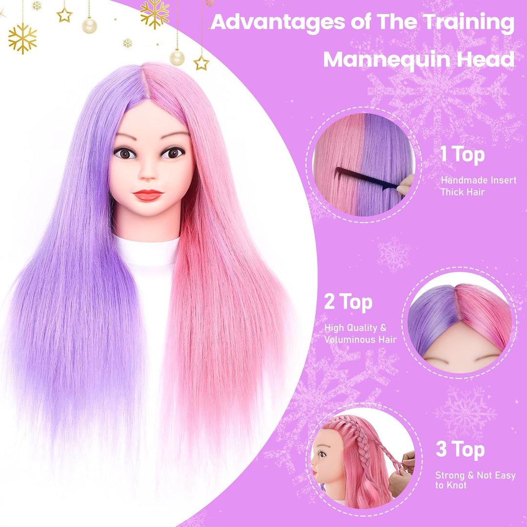 TopDirect Frisierkopf, 66cm/26 Zoll Puppenkopf zum Frisieren Langhaar, 50% natürliches Haar Training