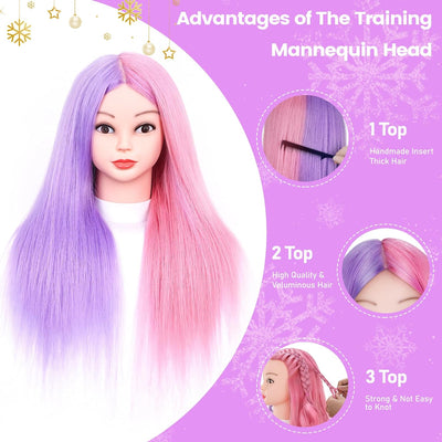 TopDirect Frisierkopf, 66cm/26 Zoll Puppenkopf zum Frisieren Langhaar, 50% natürliches Haar Training