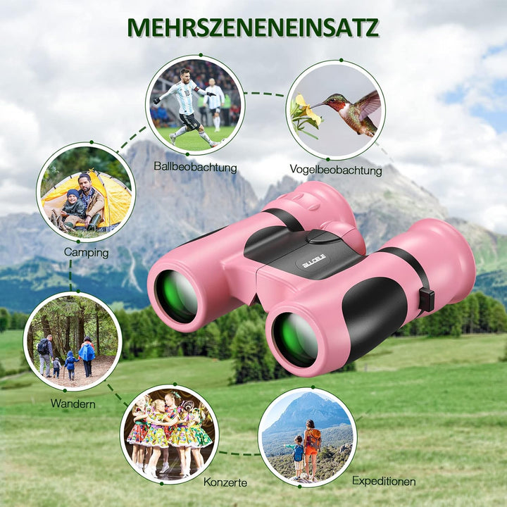 ALLCELE Fernglas für Kinder, Kinderfernglas mit starker Vergrösserung 8 x 21, Outdoor Exploration Fe