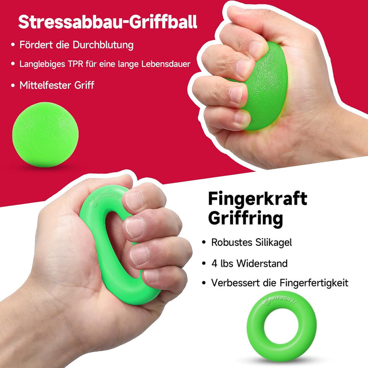 FitBeast Handtrainer Trainingsset (5-teilig), 2 Unterarmgriff Einstellbare Widerstand Handgreifer, F