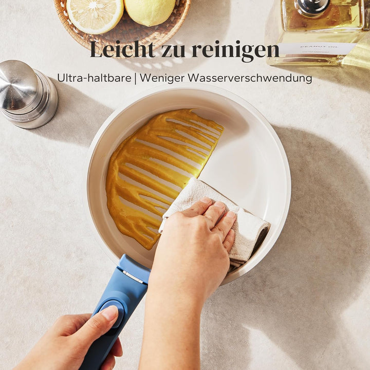 Redchef Töpfe Set mit Abnehmbaren Griffen, Antihaft Keramik Topfset 16/18/20cm und 3-IN-1 Verschluss