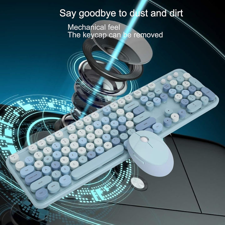 VBESTLIFE Drahtlose Tastatur, Tastatur mit einzigartigem Design, mechanische Tastatur, Retro-Design,