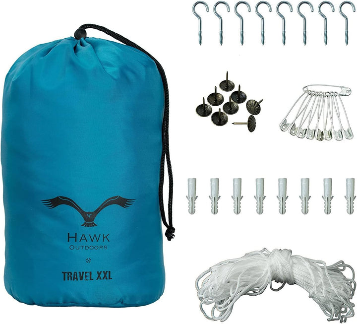 HAWK Outdoor Reise-Moskitonetz für Doppelbett Einzelbett extra gross 220 x 200 x 220 cm Mückenschutz