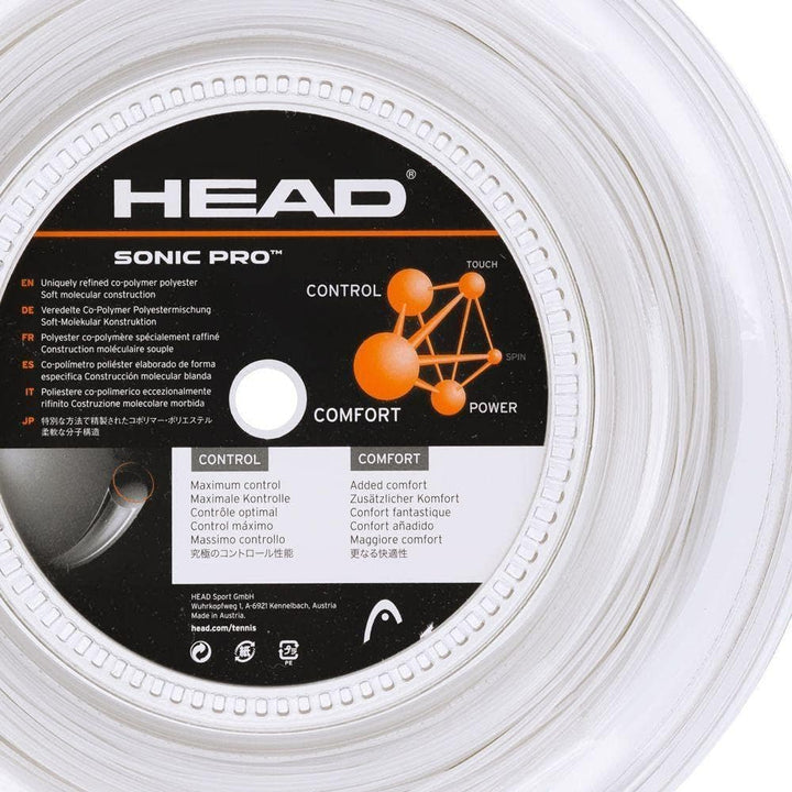 HEAD Sonic Pro Reel Schlägersaite – Mehrfarbig Weiss 16 Single, Weiss 16 Single