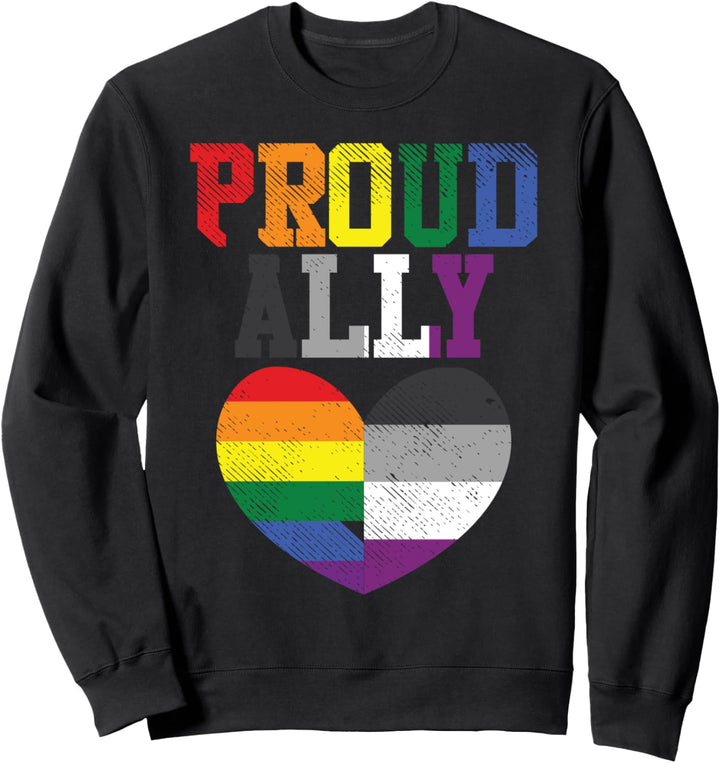 Proud Ally Heart Protest LGBTQ Asexual Flag Ace Pride Ally Sweatshirt