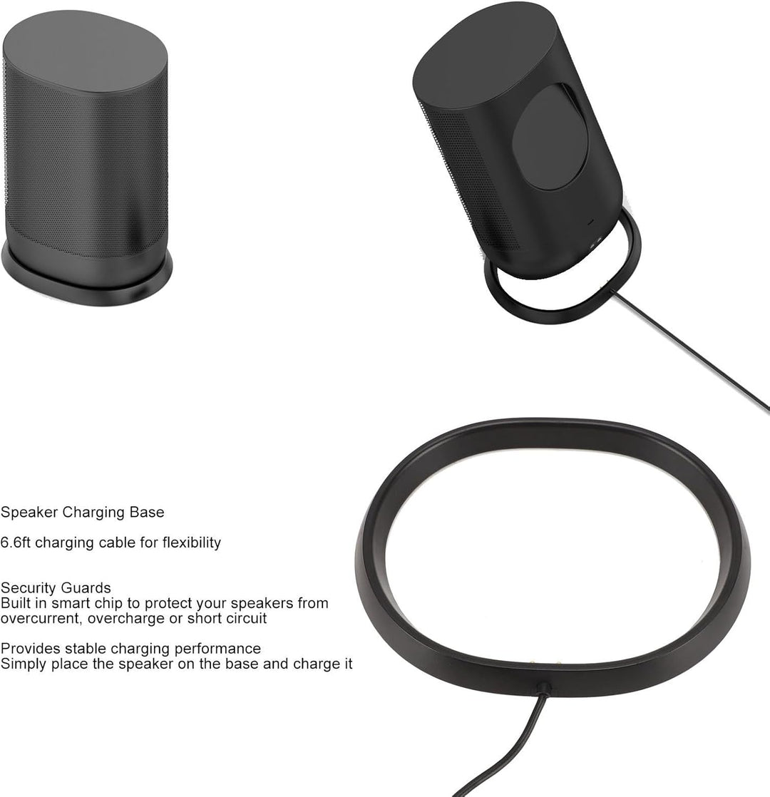 Lautsprecher-Ladestation mit Adapter, 45-W-Netzteil und 6,6-Fuss-Kabel der Ladestation, ABS Schwarz