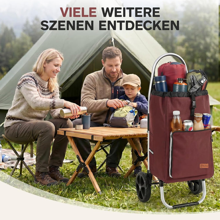 Sekey Einkaufstrolley klappbar, XXL Einkaufstasche mit Kühlfach, Aluminiumrahmen, Faltbarer Einkaufs