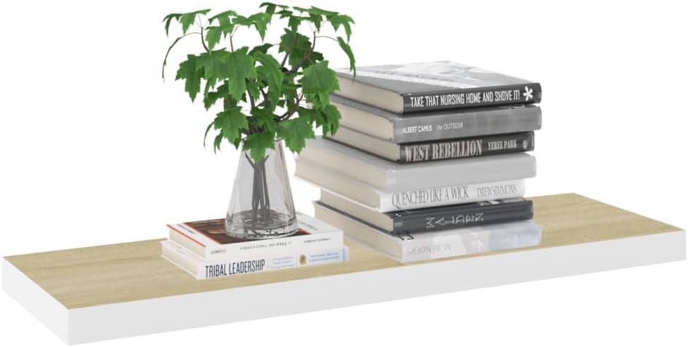80x23,5x3,8 cm Floating Wall Shelf 4 STK. Hängeregal Regale Wandregale Regalboden Regal Eiche Weiss