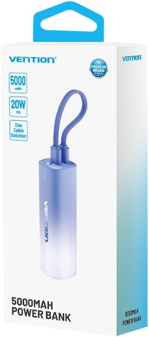 VENTION Mini Power bank 5000mAh mit USB C & Lightning Kabel PD 20W Farbige Powerbank Klein Schnellla