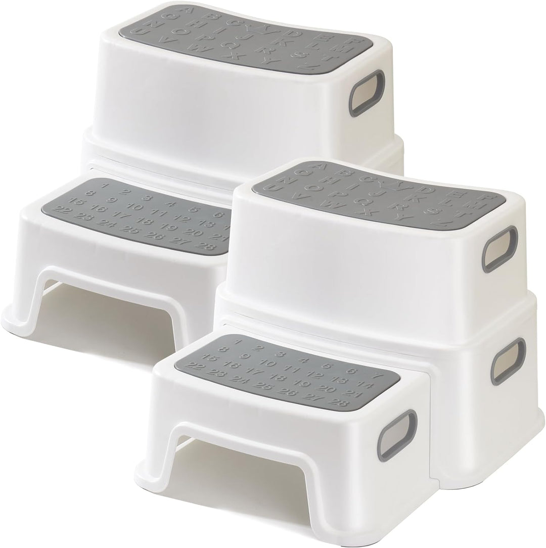 2er-Pack Tritthocker Kinder 2 Stufen, Robuster Kinder Hocker Zweistufiger Tritthocker für Badezimmer