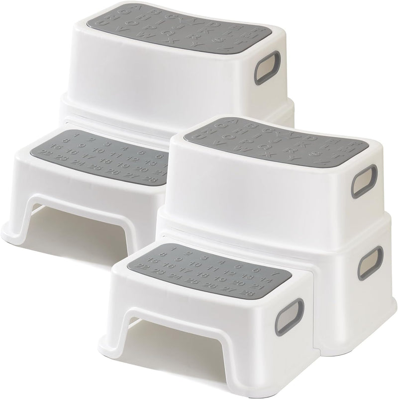 2er-Pack Tritthocker Kinder 2 Stufen, Robuster Kinder Hocker Zweistufiger Tritthocker für Badezimmer