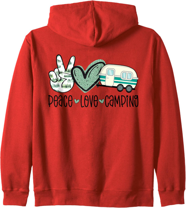 Peace Love Camping Campen Camper Wohnmobil Reisen Fernweh Kapuzenjacke
