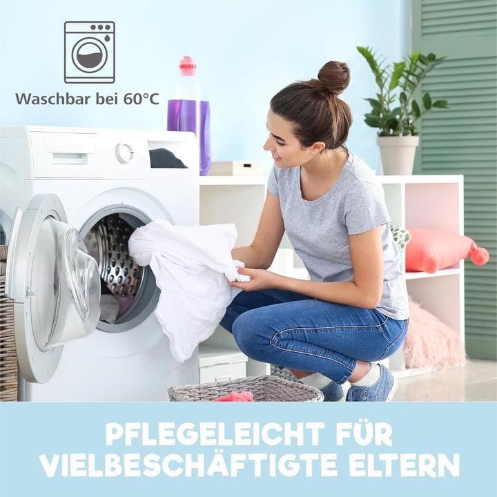 2X Spannbettlaken aus 100% Baumwolle mit Gummiband - 1X Matratzenschoner aus 100% wasserdichtem Mate