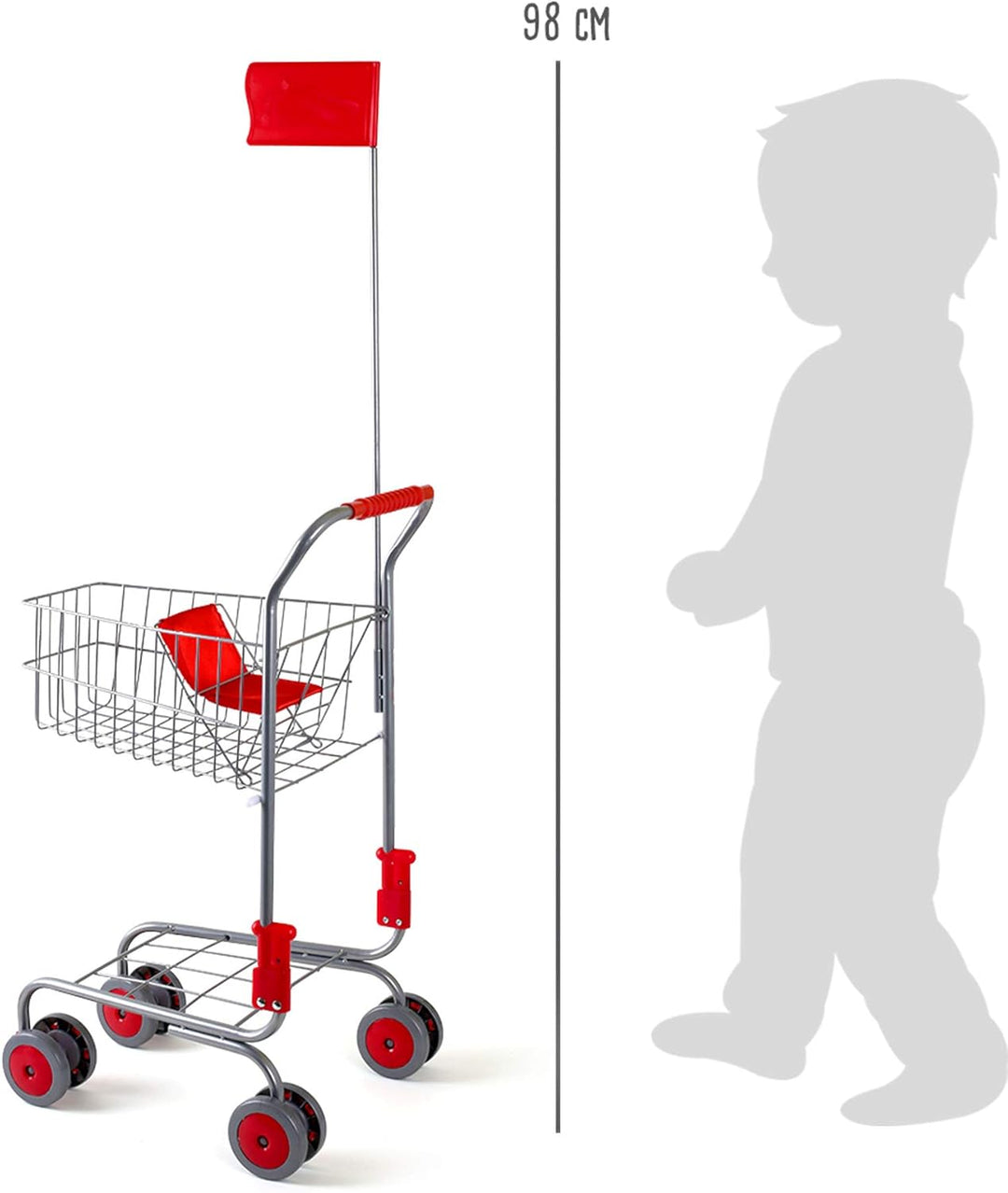 small foot Einkaufswagen "silber" aus Metall, Zubehör für Kaufmannsläden und Tante-Emma-Läden, ab 3