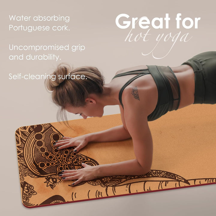 Yogamatte Kork – Rutschfeste Yoga Matte, Einzigartiges Design, Naturkautschuk TPE Gymnastikmatte, Tr