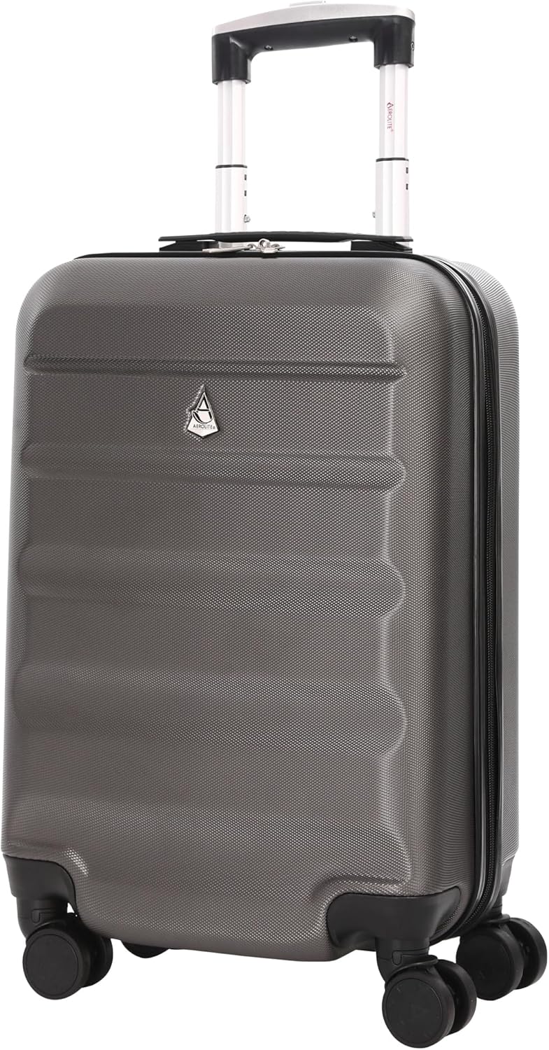 Aerolite 55x35x20cm Handgepäck Trolley Koffer Hartschale 34L ABS Leichter Bordgepäck Gepäck mit 4 Ro