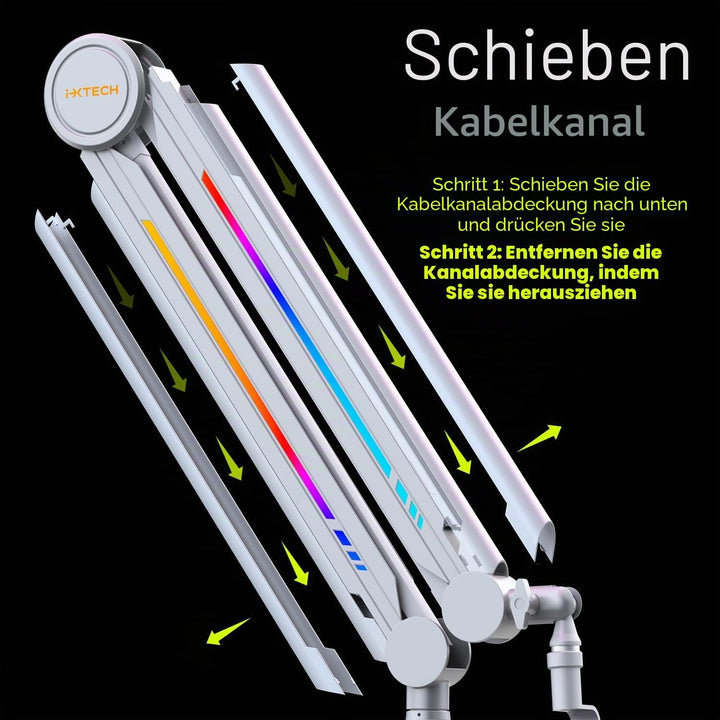 IXTECH RGB Mic Boom Arm High Profile, Overhead Boom Arm Mikrofonständer Schreibtischhalterung, verst