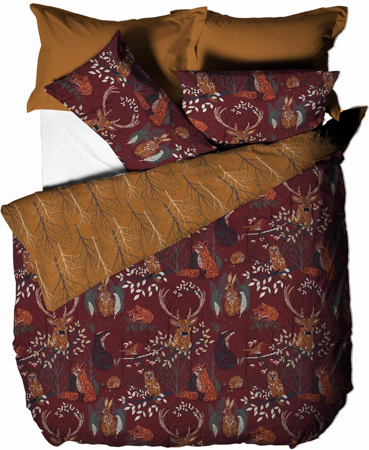 furn. Forest Fauna Bettbezug-Set, rostfarben, Doppelbett Double, W200cm x L200cm (Duvet Cover), W50c