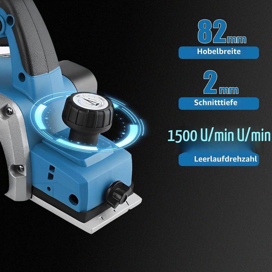 Akku-Hobel kompatibel mit Makita 18V-Akku (82mm, ohne Akku/ohne Ladegerät), 20.000 U/min, Bürstenlos