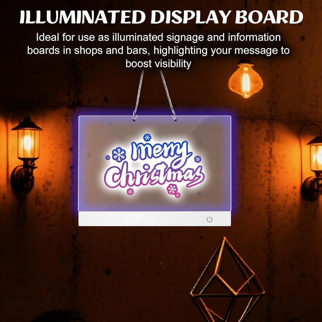 LED Notiztafel mit Farben,Wiederaufladbares Zeichenbrett 35x25cm mit 10 Lichtmoden,Aufhängbar Leucht