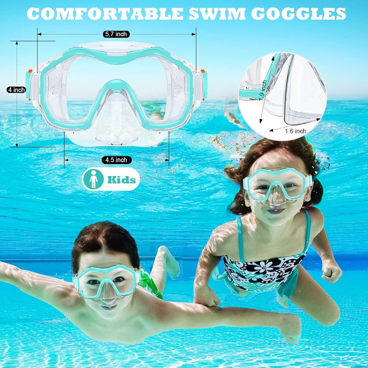 Taucherbrille Kinder, Schwimmbrille Schnorchelmaske für Jungen Mädchen, Tauchmaske mit Nasenabdeckun