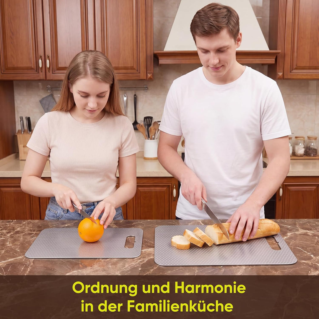 3PCS Edelstahl Schneidebrett mit Titanium – Wabenförmige &amp; glatte Doppelseite, antibakteriell, BPA-f